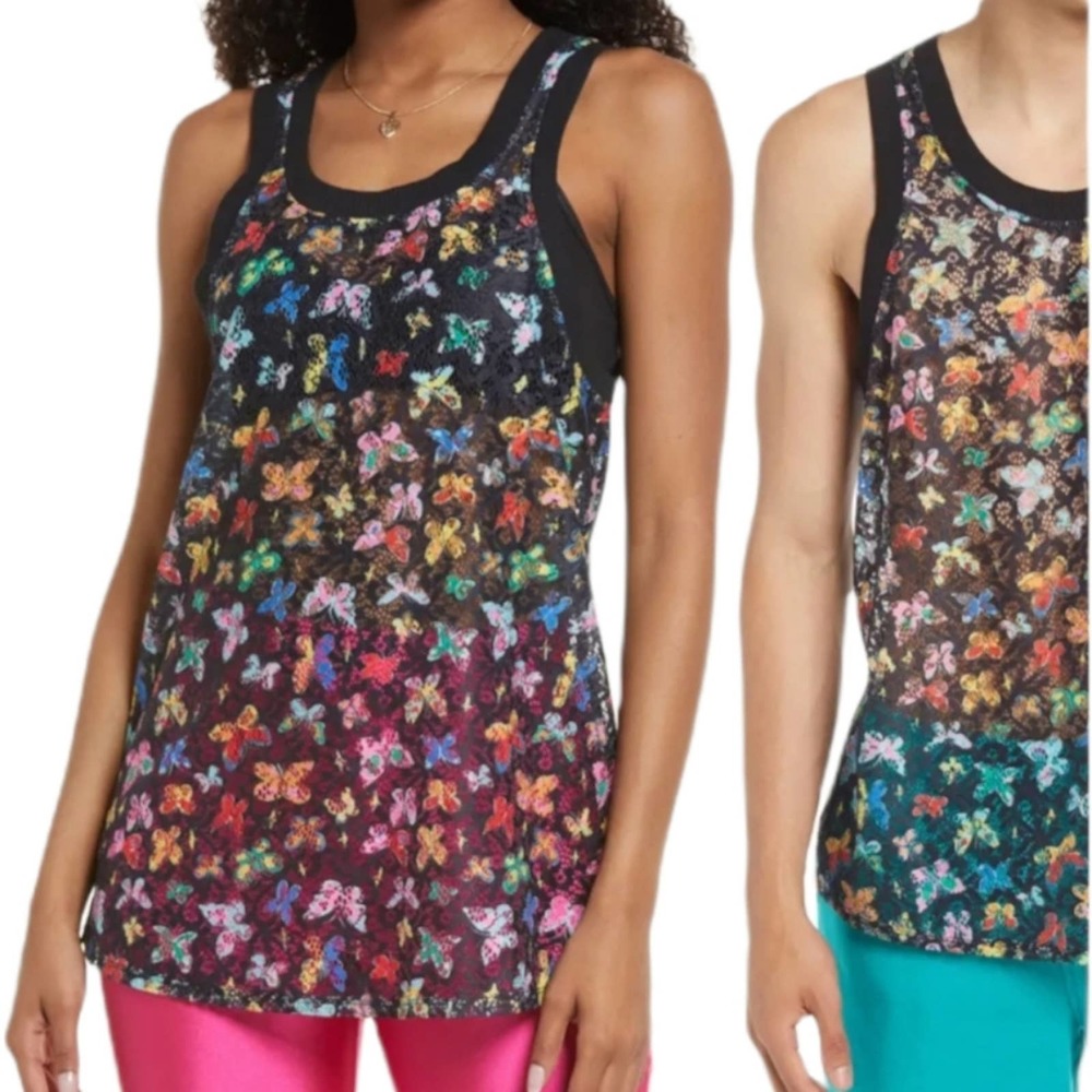 NWT B.P. Be Proud Gender Inclusive  Semisheer Unisex Butterfly Tank Top Size M